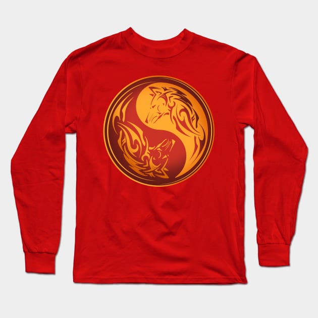 Yin Yang Wolves Long Sleeve T-Shirt by Artizan